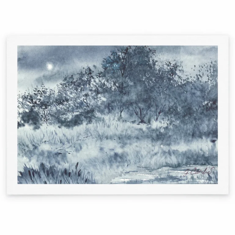 Moonlit Field - Print (Unframed) by Nadair Art
